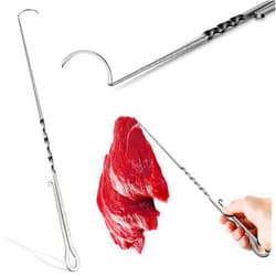 Zonon BBQ Flipper Hook Meat Tail Flipper Hook BBQ Pig Hook with Pointed Tail Heavy Duty Food Turner Flipping Vegetables and Meat Great Tool for BBQ(40cm)