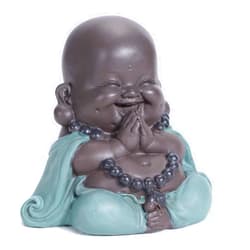 WGFKVAS Buddha Statue, Laughing Buddha Smiling Little Buddha Ceramic Buda Statue Little Monk Figurine Cute Baby Buddha for Home Office Car Decors Gift Crafts and Arts (Green)