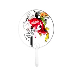 DIYthinker Japan Carp Waves Pattern Plastic Round Handheld Fan Decorations Craft
