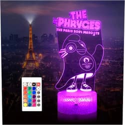 CRIOO Phryges 3D LED Night Light, Optical Illusion Lamp, 7 Colors Change with Remote Control+Timer, Olympic Gifts for Fans Women Men Kids Paris 2024 Olympic Games Present (Phryge-1)