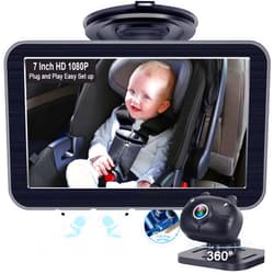 DoHonest Baby Car Camera 7-Inch: USB Plug and Play Easy Setup 360 Degree Rotating Backseat Camera Two Kids HD 1080P Rear Facing Car Seat Cameras Clear Night Vision -V9