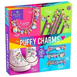 Ann Williams Group Craft-tastic – DIY Puffy Charms Craft Kit – Design a Necklace, 5 Charm Bracelets, 6 Pencil Toppers & 16 Shoelace Charms with 210 Puffy Stickers – Fun Activity for Kids – Creative Arts & Crafts Gift Fun with DIY Puffy Charms Crafts