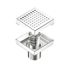 Neodrain 4-Inch Square Shower Drain with Removable Quadrato Pattern Grate, Brushed 304 Stainless Steel, with Watermark&CUPC Certified, Includes Hair Strainer