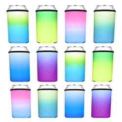 Ktinnead 12Pcs Ktinnead Beer Can Coolers Sleeves, Personalized Blank Can Coolers Sleeves, Soft Foldable Chloroprene Rubber Can Coolers Sleeves, Reusable Beer Can Coolers Sleeves Suit for Parties, Birthdays