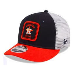 New Era Houston Astros 9FIFTY Low Profile Squared Patch Classic Trucker Cap, Hat Blue