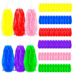 Yunsailing 48 Pcs Plastic Cheer Pompoms Sports Dance Cheerleader Pom Poms with Handles Squad Team Spirited Sports Party Dance Cheering Decorations for Kids Adults Cheerleading (Colorful)