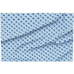 Spoonflower Fabric - Shibori Scallop Japanese Inspired Ondigo Blue Small Scale White Printed on Petal Signature Cotton Fabric by The Yard - Sewing Quilting Apparel Crafts Decor