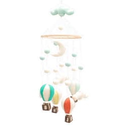 GLACIART ONE Baby Nursery Hot Air Balloon Mobile for Crib | Gender Neutral Felt Mobile With Hanging Clouds & Balls | Room Decorations Handmade From Natural Wool | Great Gift Idea