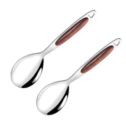 HEMOTON Rice Paddle Spoon 2Pcs Rice Paddle Rice Spoon Stainless Steel Rice Serving Spoon Rice Scooper Non- stick Rice Spatula Rice Server Spoon