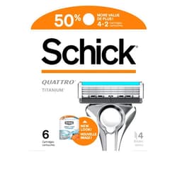 Schick Quattro Titanium Refills — Schick Quattro Refills, Men’s Razor Refills, 6 Count