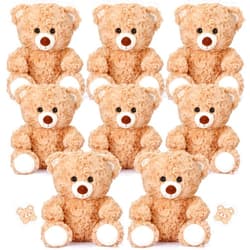 Liliful 8 Pieces 8 Inch Bear Stuffed Animal Bulk Stuffed Animals Soft Stuffed Bear Plush Toys Bear Decorations Bear Party Favors for Baby Shower Christmas Birthday Party Gifts Supplies (Light Brown)