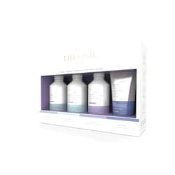 THEORIE PURE Travel Size Toiletries Set - Hypoallergenic Shampoo, Conditioner, Body Wash & Face Scrub - Fragrance-Free, No Sulfates or Parabens - Clean Beauty Essentials for Hair & Skin