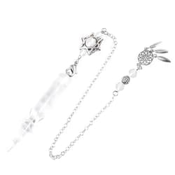 TUMBEELLUWA Crystal Point Pendulum for Divination Dowsing Faceted Stone Pendant Pendulum with Dream Catcher and Merkaba Star Chain, Rock Crystal