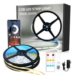 Yeewhale COB LED Strip Lights 100ft,6000K DC 24V Dimmable White Flexible LED Lights Strip for Bedroom,with Remote and app Control LED Rope Lights for Living Room,Shelf,Cabine,Bed
