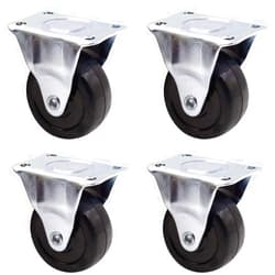 Luomorgo 4Pcs Casters Heavy Duty 2 inch Rubber Black Caster Wheels with Rigid Fixed Non-Swivel Top Plate for Furniture
