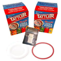 SUNIVALE Reusable Canning Lids Bundle Includes 24 Wide Mouth Tattler Lids and Rings and 24 Dissolvable Sunivale Jar Labels For Use With Hot Water Bath, Vacuum Sealer and Pressure Canning Methods Made in USA