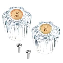 Yenblow 2 Pcs Bathtub Faucet Handles Shower Knobs Replacement Hot and Cold Bathroom Sink Faucet Knob Replacement with Screws Inner Hole Diameter of 8mm Compatible with Delta/LDR/Delex/Peerless Faucets, Gold
