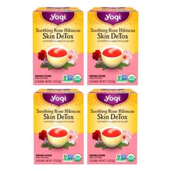 Yogi Tea Soothing Rose Hibiscus Skin DeTox Tea - 16 Tea Bags per Pack (4 Packs) - Organic DeTox Tea to Support Skin Health - Includes Green Tea Leaf, Rose Petal, Honeybush Leaf, Hibiscus & More