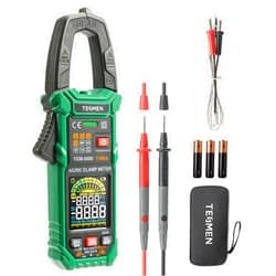 TESMEN TCM-300D Digital Clamp Meter 6000 Counts T-RMS multimeter Auto-Ranging Voltmeter ampmeter with AC/DC Current &Voltage NCV/Live Wire Inrush Resistance Diode Temperature Continuity – Green