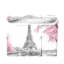 Kigai Storage Basket Pink Paris Tower Storage Boxes with Lids and Handle, Large Storage Cube Bin Collapsible for Shelves Closet Bedroom Living Room, 16.5x12.6x11.8 In