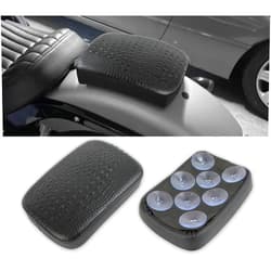 DREAMIZER Black Crocodile Leather Pillion Passenger Pad Rectangular Motorcycle Solo Seat Universal Rear Cusion 8 Suction Cups Pillon Cushion Compatible with Harley Custom Chopper Cruiser