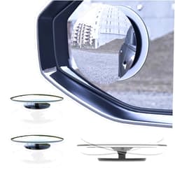 BFXM 2pcs Round Blind Spot Mirror for Car Exterior Accessories, Automotive Frameless Convex HD Glass BlindSpot Side Mirror, Rear View Mirror with Wide Angle Adjustable Stick for Cars SUV and Trucks