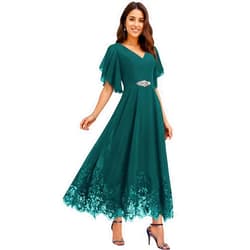 MarsRoad Tea Length Mother of The Bride Dresses for Wedding Chiffon Lace Formal Dresses for Women 2025 Elegant