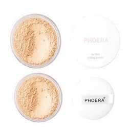 WenFeng 2 Pack PHOERA Setting Powder,Control Oil Brighten Skin Color Cover Blemish Whitening Face Makeup Lasting,Velour Powder Puff (102 Cool Beige)