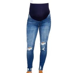 Ashowlaco Women's Modern Maternity Skinny Jeans Classic Relaxed Fit Stretch Ripped Hole Denim Pregnancy Pants for Women