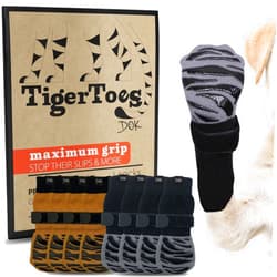 DOK TigerToes Premium Non-Slip Dog Socks for Hardwood Floors Color Bundle (Size M) - Extra-Thick Grip That Works Even When Twisted - Prevents Licking, Slipping, and Great for Dog Paw Protection