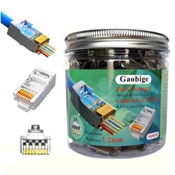 Gaobige 100-Pack Cat6 Cat6A RJ45 Pass Through Connectors Ends, Shielded RJ45 Connectors for 23AWG Cat6 Shielded Solid Wire and Standard Cable 100 Pack (1.2mm Shielded Cat6 Pass Through Connector)