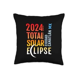 2024 Eclipse : Ciudad Canatlán MEXICO : UMBRAPHILE Ciudad Canatlán Mexico MX Total Solar Eclipse 2024 : 5 : Throw Pillow, 16x16, Multicolor