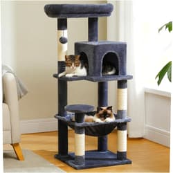 Bed Bath & Beyond 5-Level Cat Tree with Hammock, Condo, Top Perch & 4 Scratching Post Dark Grey