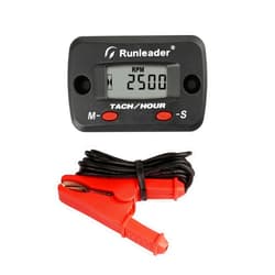 Runleader LCD Hour Meter Tachometer with Alligator Clip,Maintenance Reminder for Lawn Mower Generator Motorcycle ATV Outboard Motor Jetski Chainsaw etc.