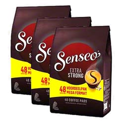 Senseo Extra Strong Dark Roast Coffee Pods, 3 Packs, 144 Count, Intense Dark Flavor, Crema Layer on Top, Compatible with PeleCom Machine