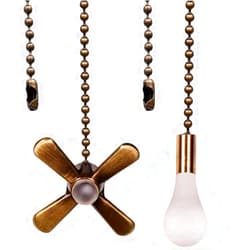 Aoprofree Ceiling Fan Pull Chain, Fan Pulls Set with Connector, 2 PCS 12 Inches Beaded Ball Fan Pull Chain -Bronze