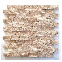Squarefeet Depot 1x2 Walnut Travertine Splitface Finish Mosaic Backsplash Wall Tile