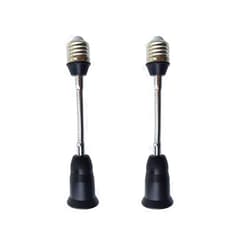 YKCGG E26/E27 20CM/8 Inch Extension Socket Extender Adapter, E26 to E26 Flexible Extension, All-Directional Adjustable Standard Medium Light Bulb Socket Converter,Black (2 Pack)