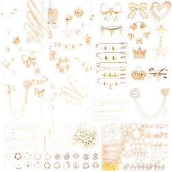 DoDoBeads 335 Pcs Junk Socks Charms Kit with Letter Beads, Gold Charms for Socks, Brooches and Pins for Women, Charms for Socks Safety Pin, Junk Charms, Pearl Sock Charms, Rhinestone Junk Socks Charms