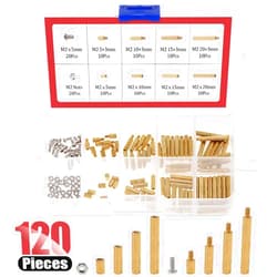 Hilitchi 120pcs M2 Male Female Brass Spacer Standoff Screw Nut Assortment Kit(Brass M2)