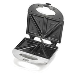 ZENITH Electric Indoor Sandwich Grill Maker with Zera Non-Stick Grilling Plates, Countertop Bread Toaster Easy Storage & Clean Perfect for Breakfast Grilled Cheese Egg Steak, Platinum Silver (77093)