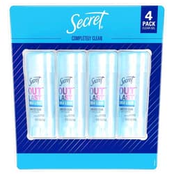 Secret Outlast Anti-Perspirant Deodorant Clear Gel Completely Clean - 2.7 oz, Pack of 4
