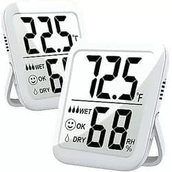 ANTONKI Humidity Gauge, 2 Pack Max Indoor Thermometer Hygrometer Humidity Meter Temperature and Humidity Monitor with Dual Sensors for Bed Room, Pet Reptile, Plant, Greenhouse, Basement, Humidor, Guitar Indoor Temperature and Humidity Gauge 2 Pack - Space Grey