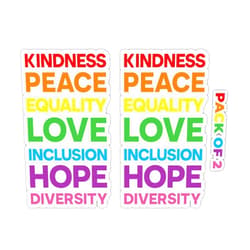 IMPERIAL VIBES – Kindness Peace Equality Love Sticker – Vinyl Decal for Car, Truck, and Van – Indoor & Outdoor Car Decal - Removable Laptop Sticker – Waterproof Decals for Waterbottle–Pack of 2 Imp 81
