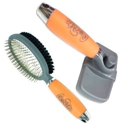 GoPets Pet Grooming Kit Bundle With 2 Sided Pin and Bristle Comb + Professional Self-Cleaning Slicker Brush for Dogs and Cats