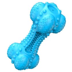 SCHITEC Squeaky Dog Chew Toy, Tough Durable Natural Rubber Bone with Toothbrush, Indestructible for Aggressive Chewers Large Medium Breed Teeth Cleaning