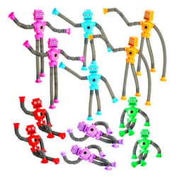 Playbees Telescopic Suction Cup Robot Toys 6-Pack Shape Changing Educational Fidget Toys Sensory Toys ADHD Autistic Stimulating Creative Learning Pop Tubes - Robot Party Favors
