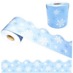 TZIFQO 69 Feet Winter Snowflake Bulletin Board Borders,Snowflake Pattern Borders Trim Border Stickers for Classroom Decoration Strips Winter Christmas Chalkboard Wall Decor