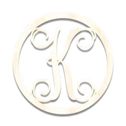 Back40Life - Precision Cut Vines Circle Wood Monogram Letter - 13-inch Unfinished K