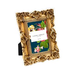 Laura Ashley 2x3 Gold Ornate Textured Hand-Crafted Resin Picture Frame with Easel, for Tabletop & Wall Display, Decorative Floral Design Home Décor, Photo Gallery, Art & More (2x3, Gold)